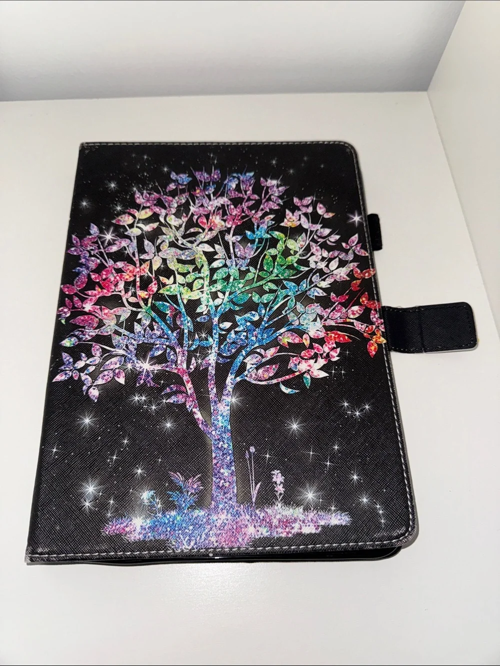 iPad Case with Rainbow Tree Design - Black